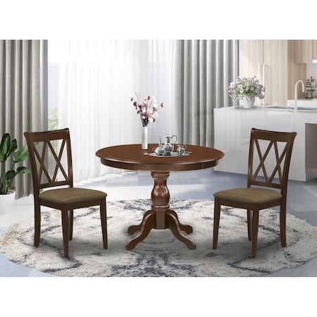 East West Furniture 3 Piece Hartland Modern Dining Table Set - Mahogany HBDA3-MAH-C